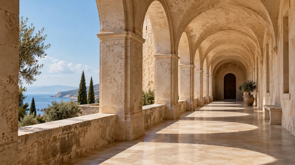 Konzeptionelle Aufnahme einer mediterranen Steinarkade